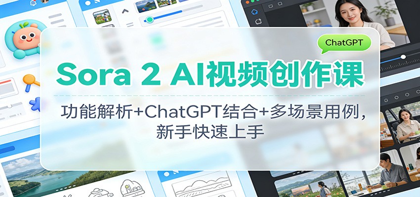 Sora 2 AI视频创作课:功能解析+ChatGPT结合+多场景用例,新手快速上手-御文网