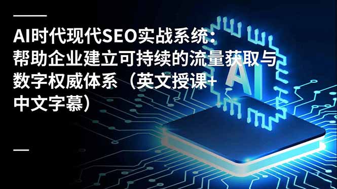 AI时代现代SEO实战系统:帮助企业建立可持续的流量获取与数字权威体系(英文授课+中文字幕-御文网