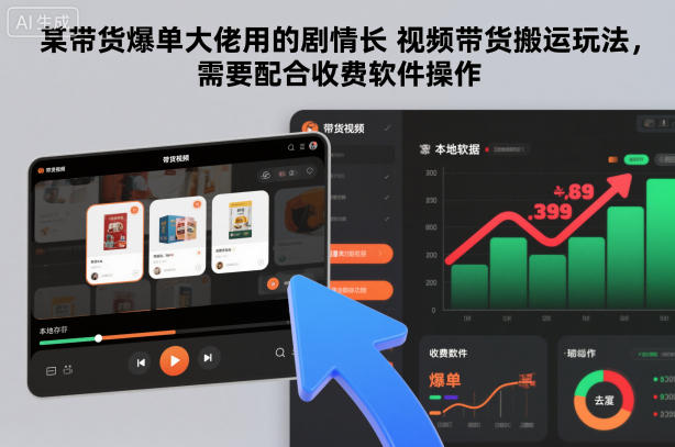 某带货爆单大佬用的剧情长视频带货搬运玩法,需要配合收费软件操作-御文网
