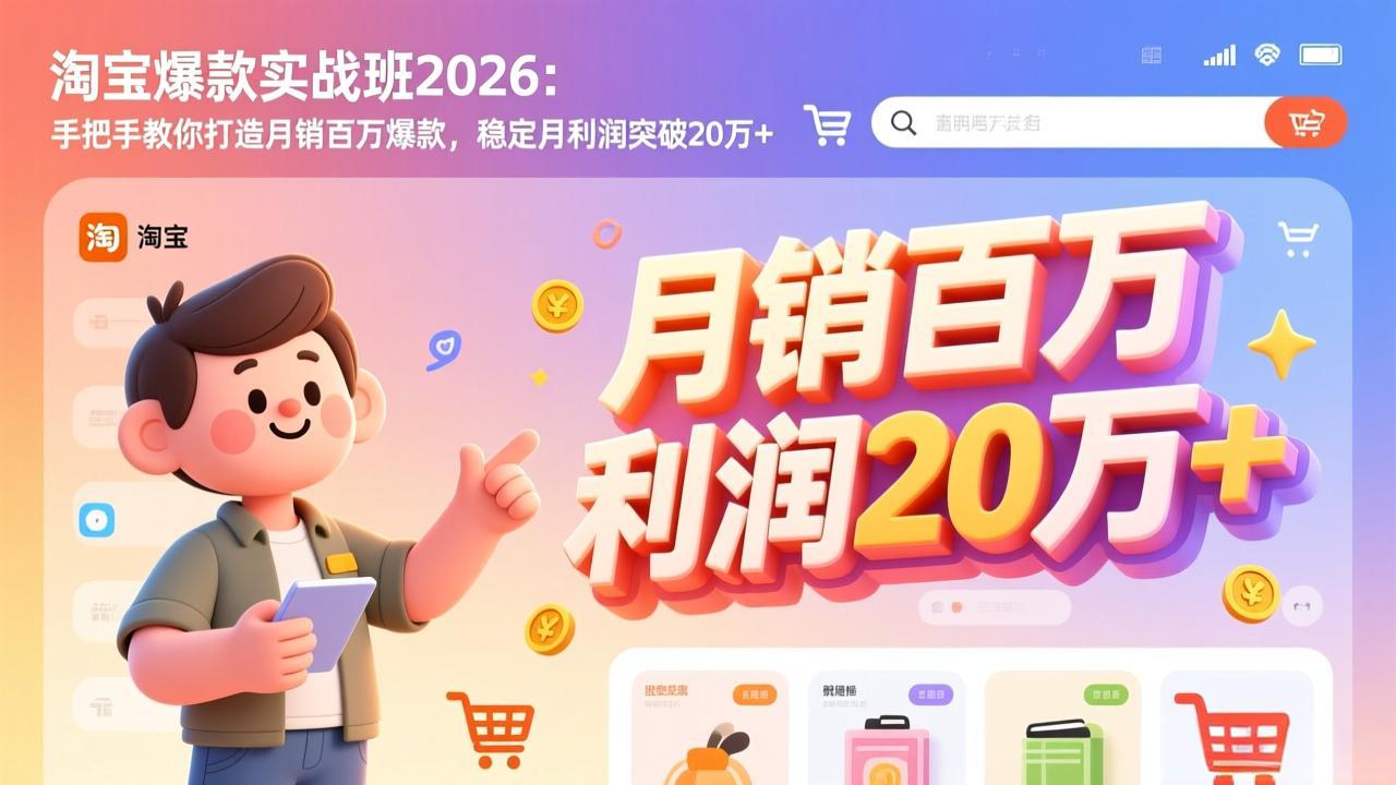 淘宝爆款实战班-2026年3月更新:手把手教你打造月销百万爆款,稳定月利润突破20万+-御文网